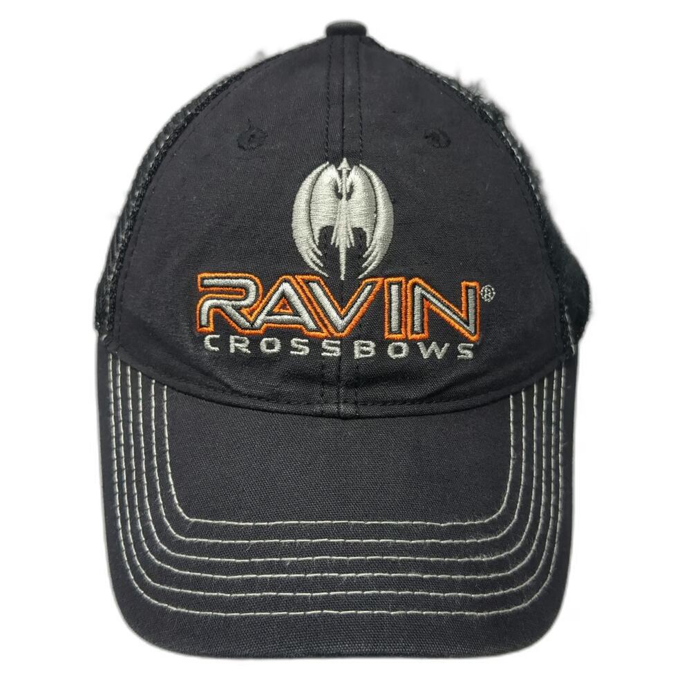 Ravin Baseball Cap Black One Size Crossbows Mesh Distressed Hunting Archery Hat